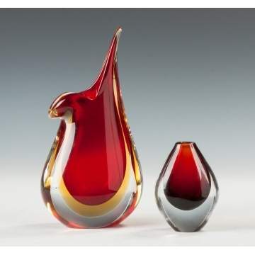 Contemporary Art Glass Vase & Orrefors Vase 