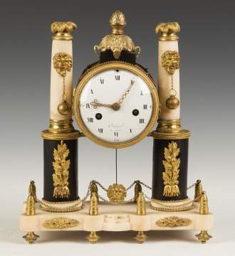 French Empire Marble and Gilt Bronze Mantel Clock