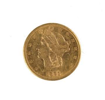 1891 Twenty Dollar Liberty Head Gold Coin