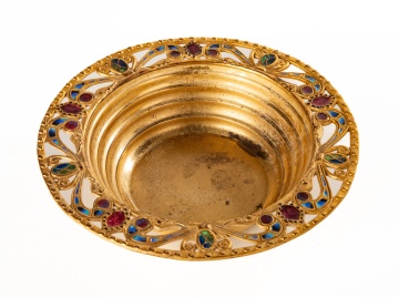 Louis C. Tiffany Furnaces Gilt and Enameled Bronze Bowl
