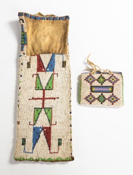 Native American Beaded Pipe Bag and Pouch