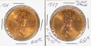 (2) U.S. Saint-Gaudens $20 Gold Double Eagle Coins