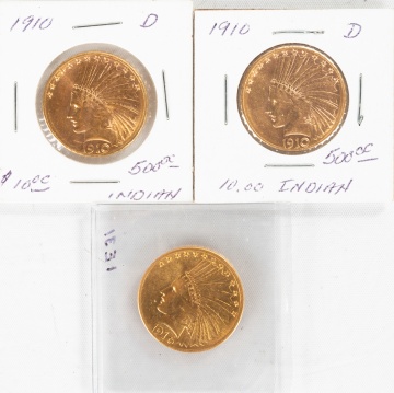 Three U.S. $10 Indian Head Gold Coins