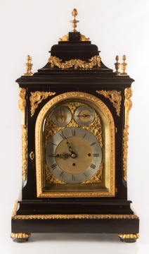 English Ebonized Triple Fusee Mantel Clock