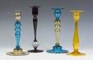 Group of Candlesticks, Three Steuben & One Pairpoint