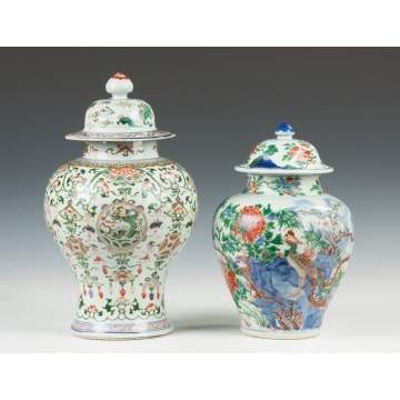 Two Chinese Porcelain Decorated Temple Jars