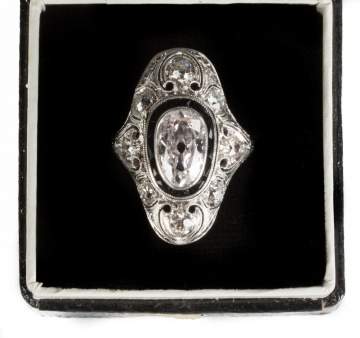 Ladies Edwardian Era Platinum & Pink Diamond Ring