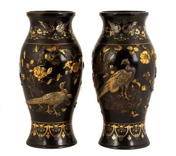 Exceptional Japanese Meiji Period Mixed Metal  Vases