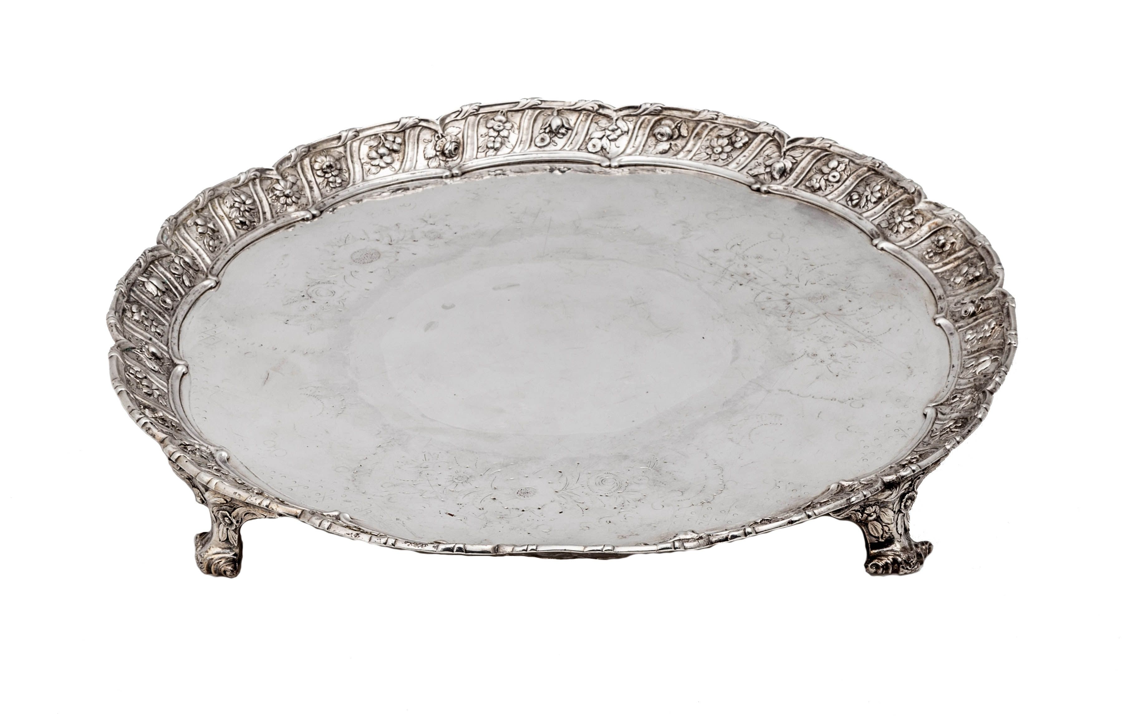 George III Silver Salver Ebenezer Coker London 1772 Cottone Auctions