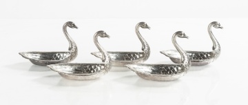 Five Gorham Sterling Silver Swan Form Place Holders