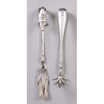 2 Sterling Claw Tongs
