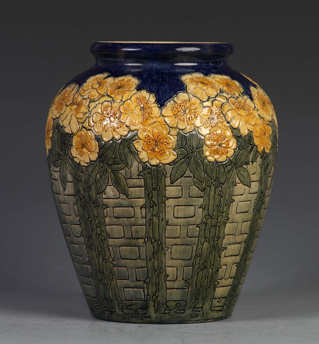 Monumental Newcomb Carved Pottery Vase | Cottone Auctions