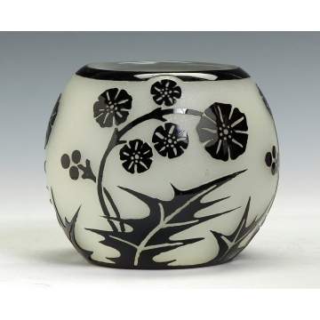 Steuben Mirror Black & Alabaster Vase