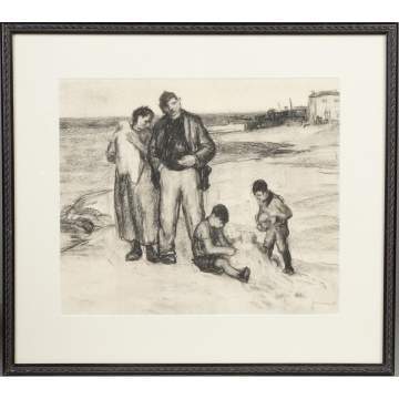 George Renouard (American, 1885-1954) Family on beach