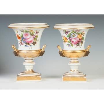 Pair of Hand Painted & Gilded Paris Urns