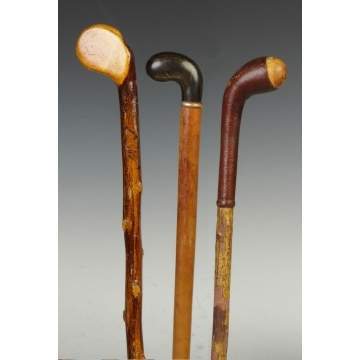 Group of Three Golf Club Shaped Canes