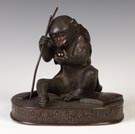 Japanese Bronze Seated Monkey with Ball