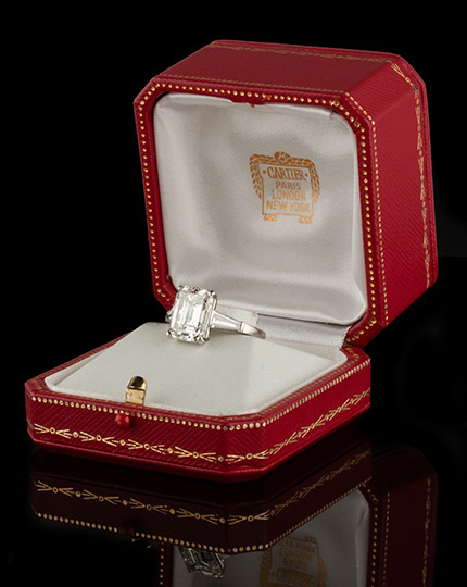 A Cartier 7.55 CT Diamond and Platinum Ring by Cartier