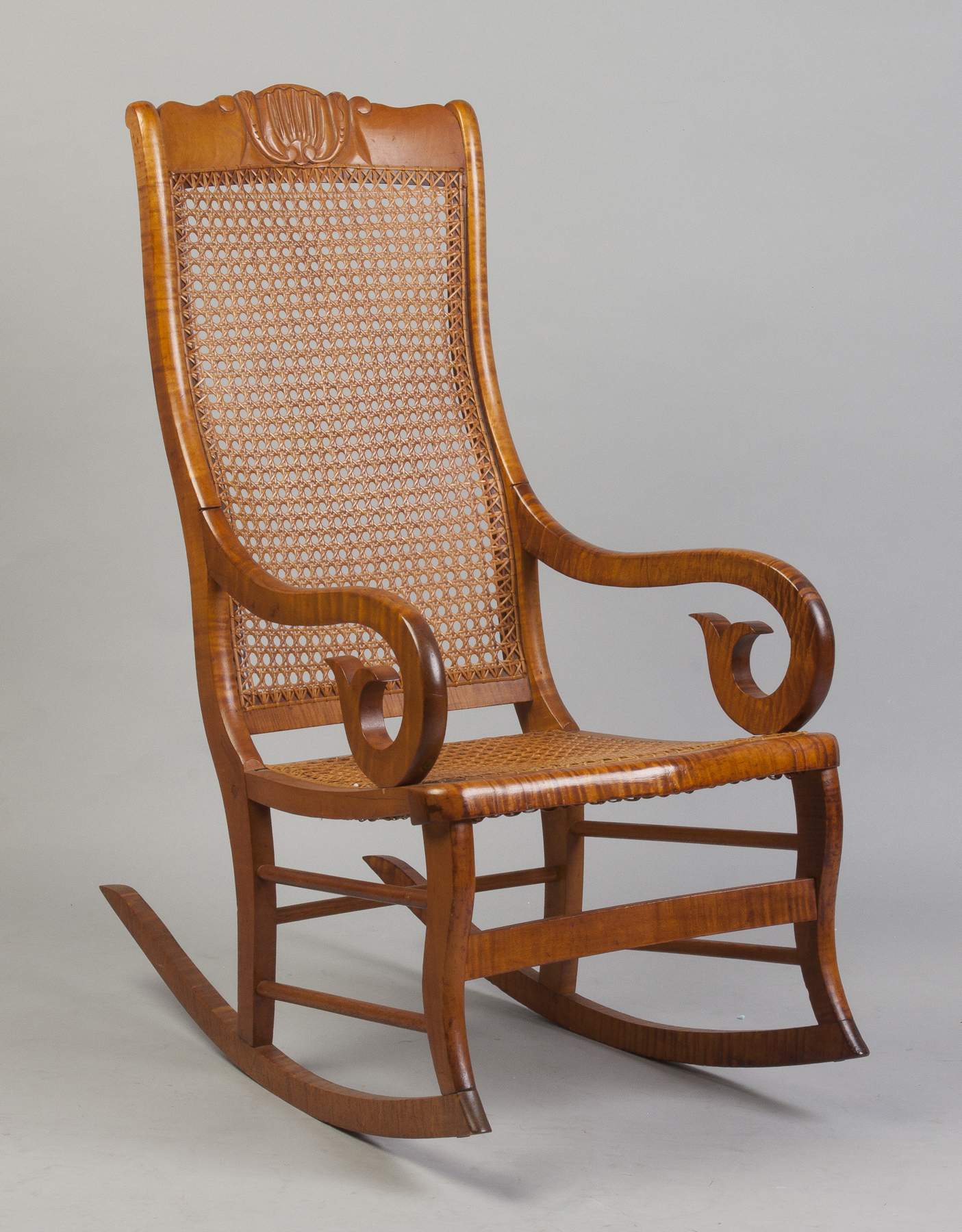 Tiger Maple Rocking Chair | Cottone Auctions