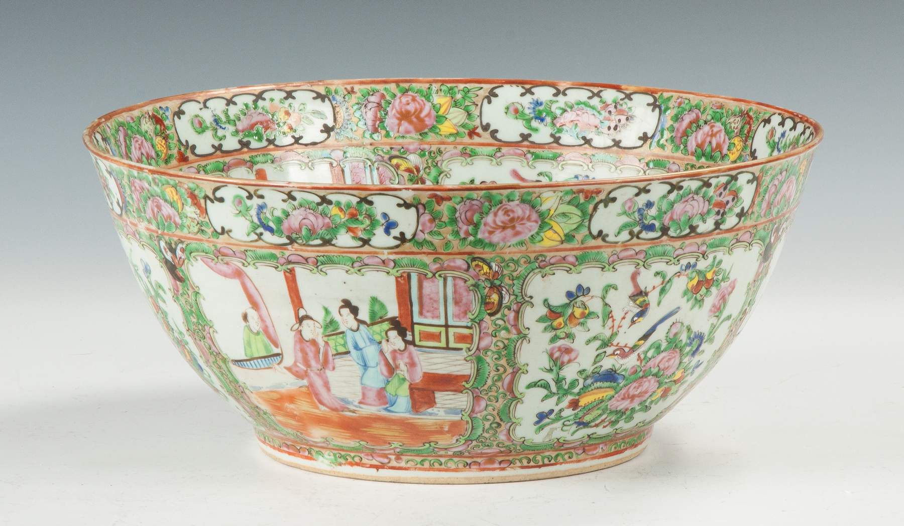 Chinese Rose Medallion Punch Bowl | Cottone Auctions