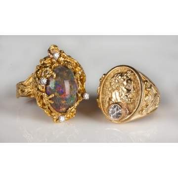 Gold, Opal & Diamond Rings