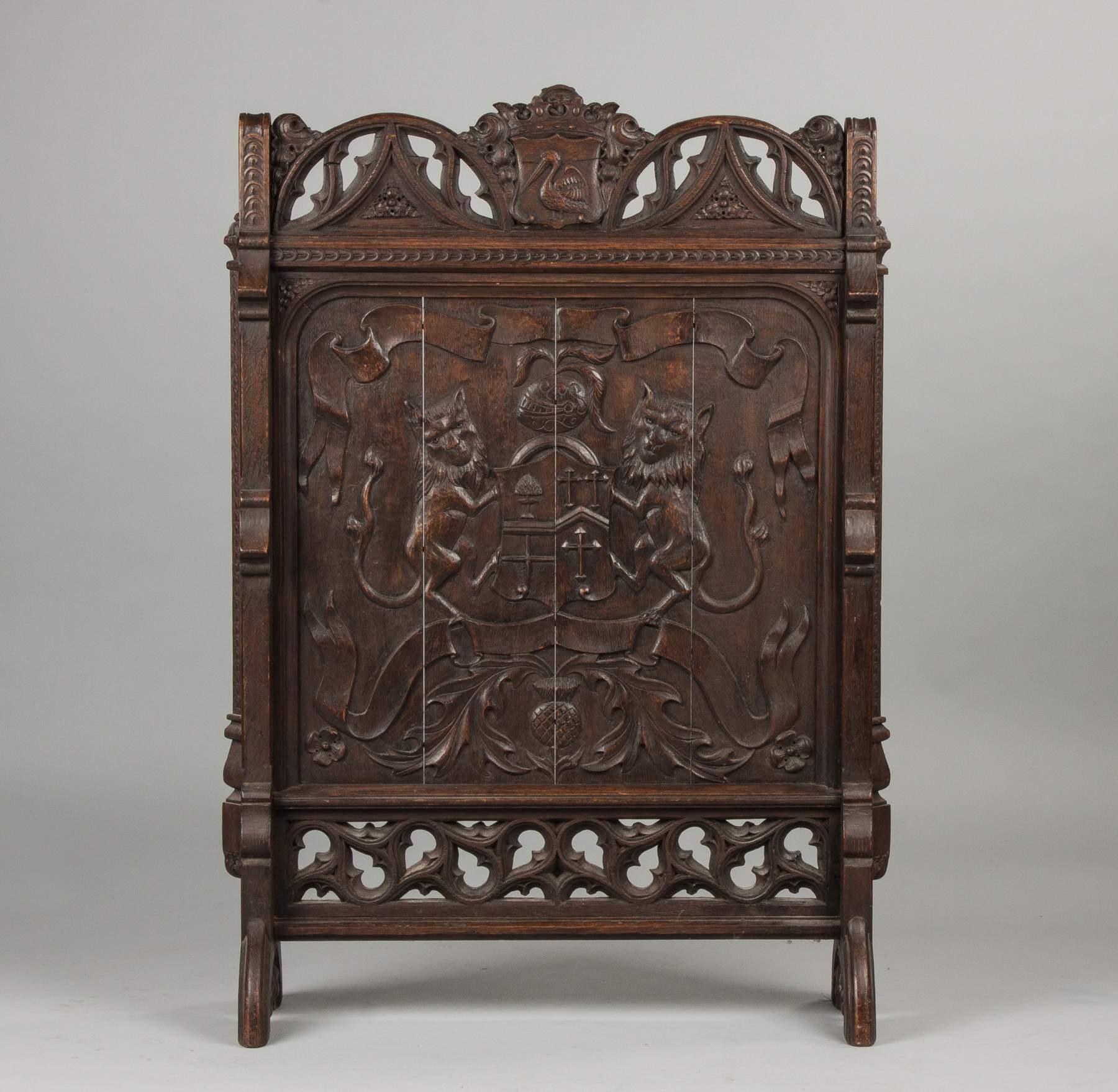 A Pair of Carved Oak Gothic Fire Screens | Cottone Auctions