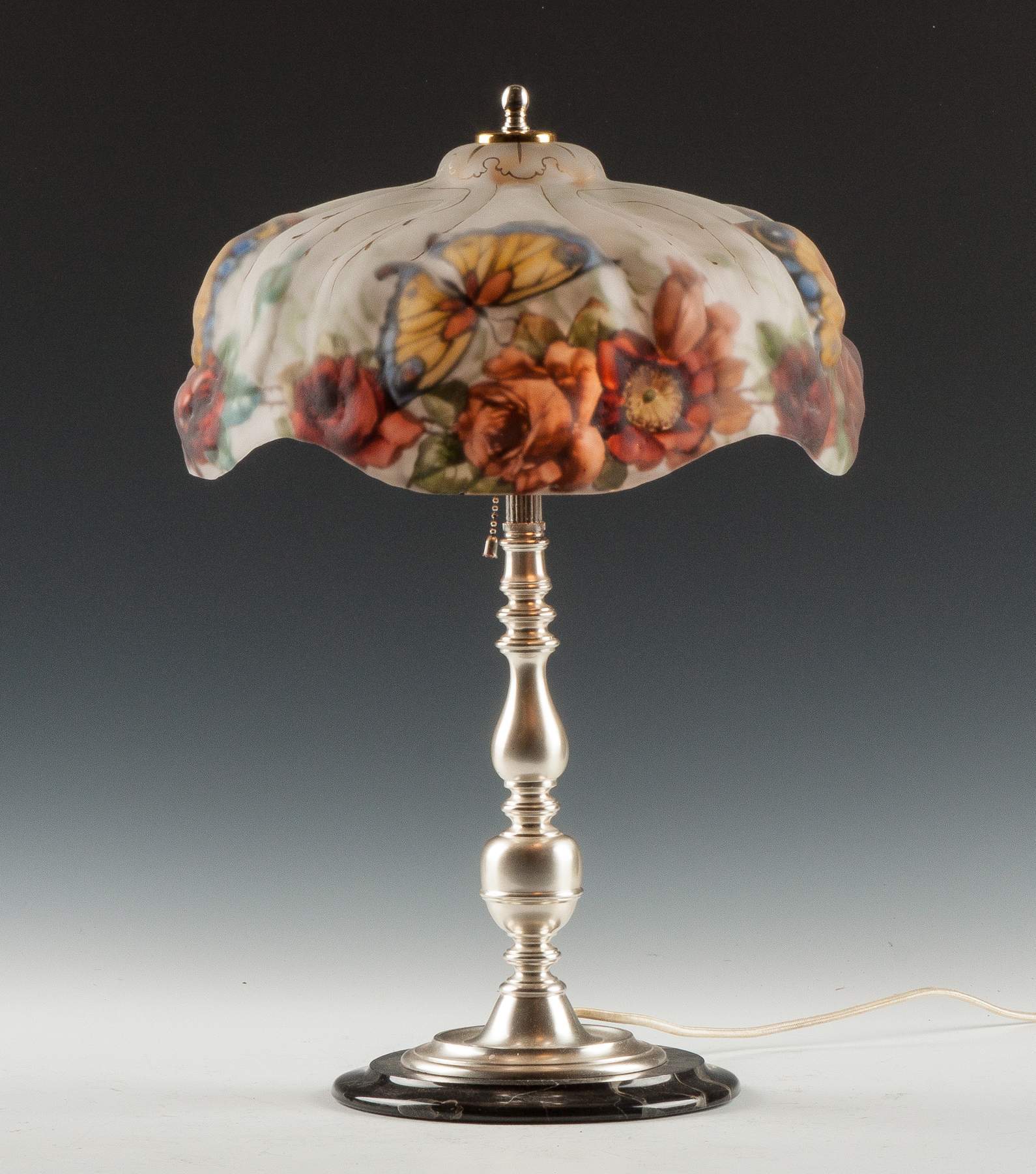 Pairpoint Puffy Lamp with Butterfly & Rose | Cottone Auctions