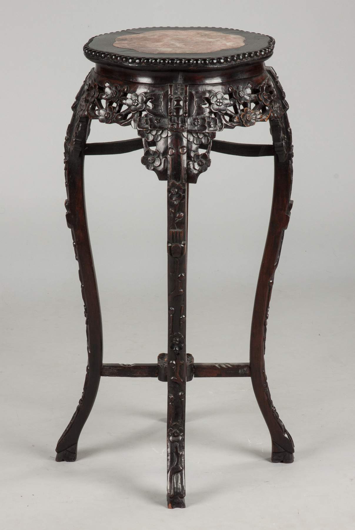 Chinese Carved Hardwood Stand with Soapstone Top Cottone Auctions