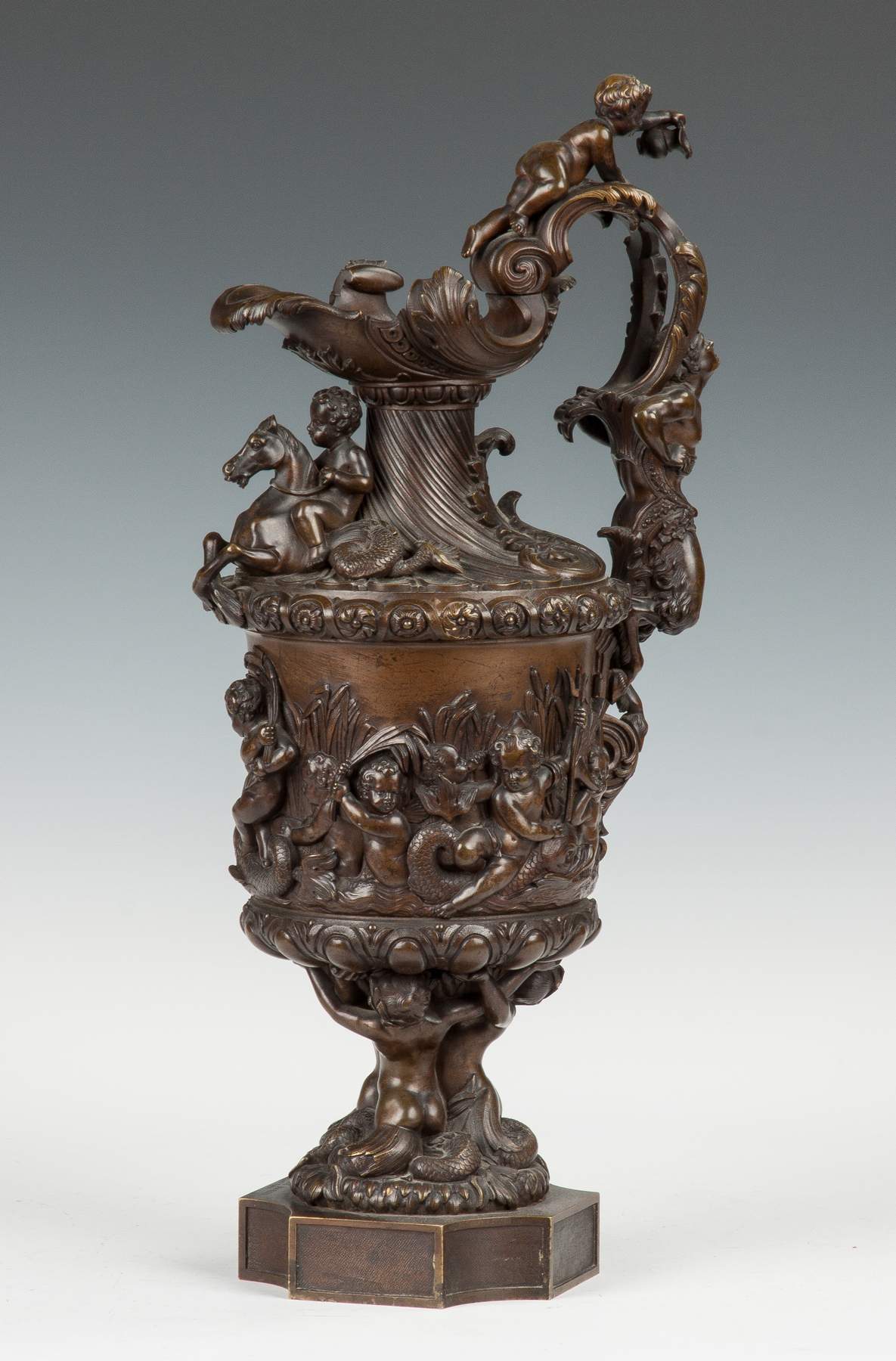 Bronze Ewer with Cherubs & Seahorses | Cottone Auctions