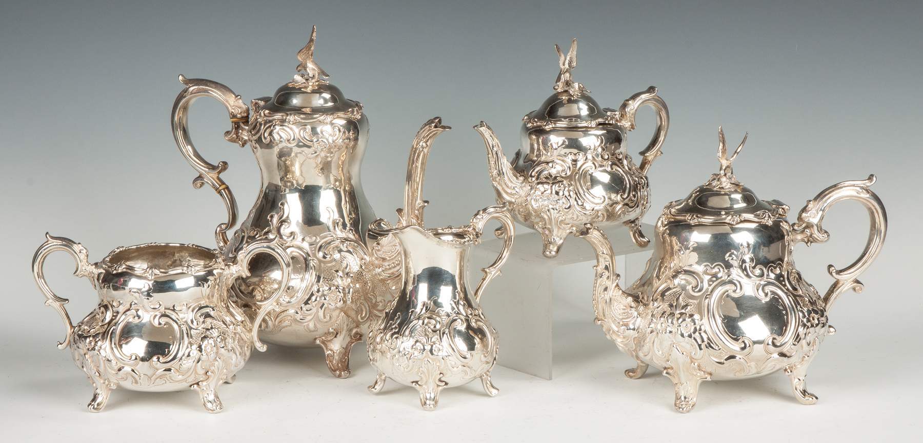 Five Piece English Sterling Silver Tea Set | Cottone Auctions