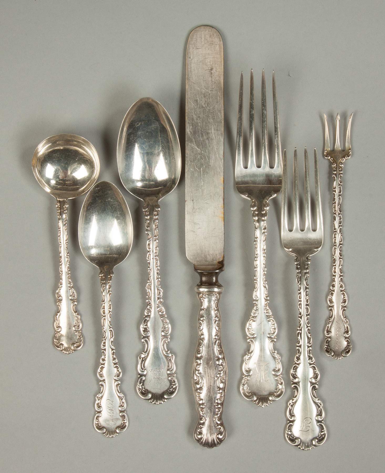 Louis Xv by Whiting Sterling Silver Flatware Set For 8 Service 90 Pieces