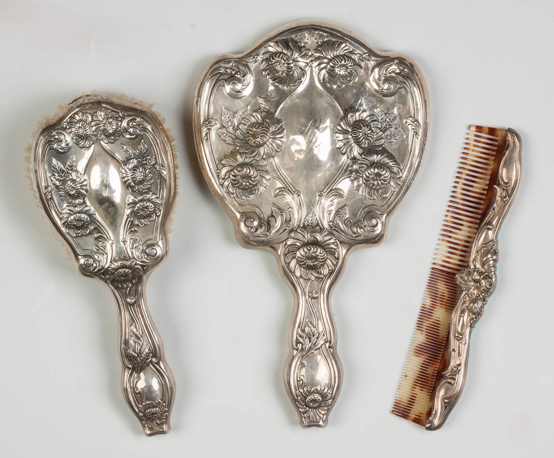 Three Piece Sterling Silver Dresser Set Cottone Auctions