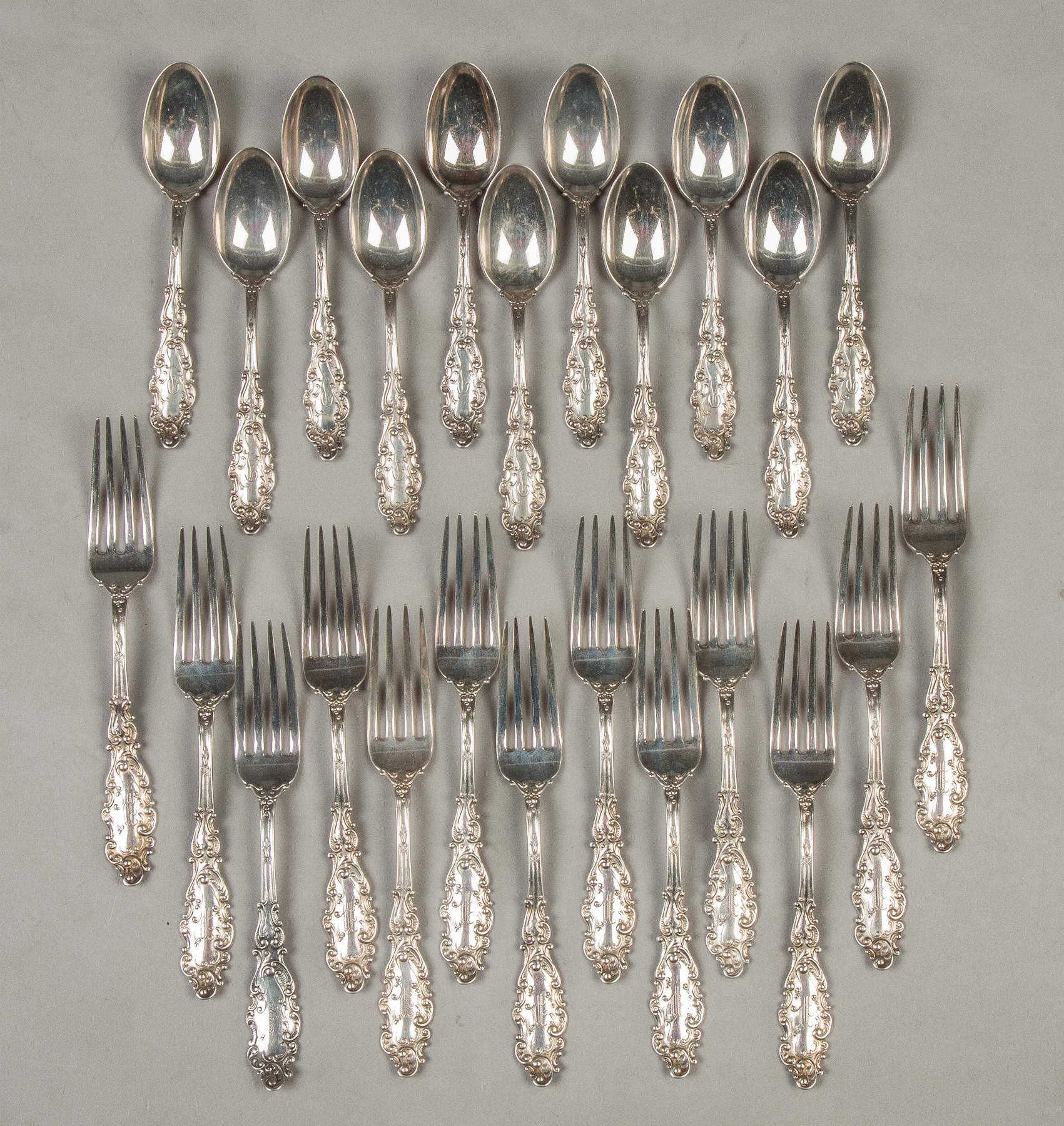 Gorham Sterling Silver Forks & Spoons - Luxembourg Pattern | Cottone ...