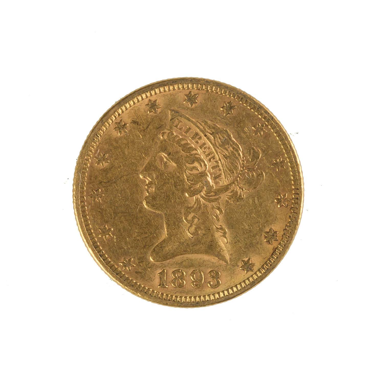 1893 p 10 dollar gold coin