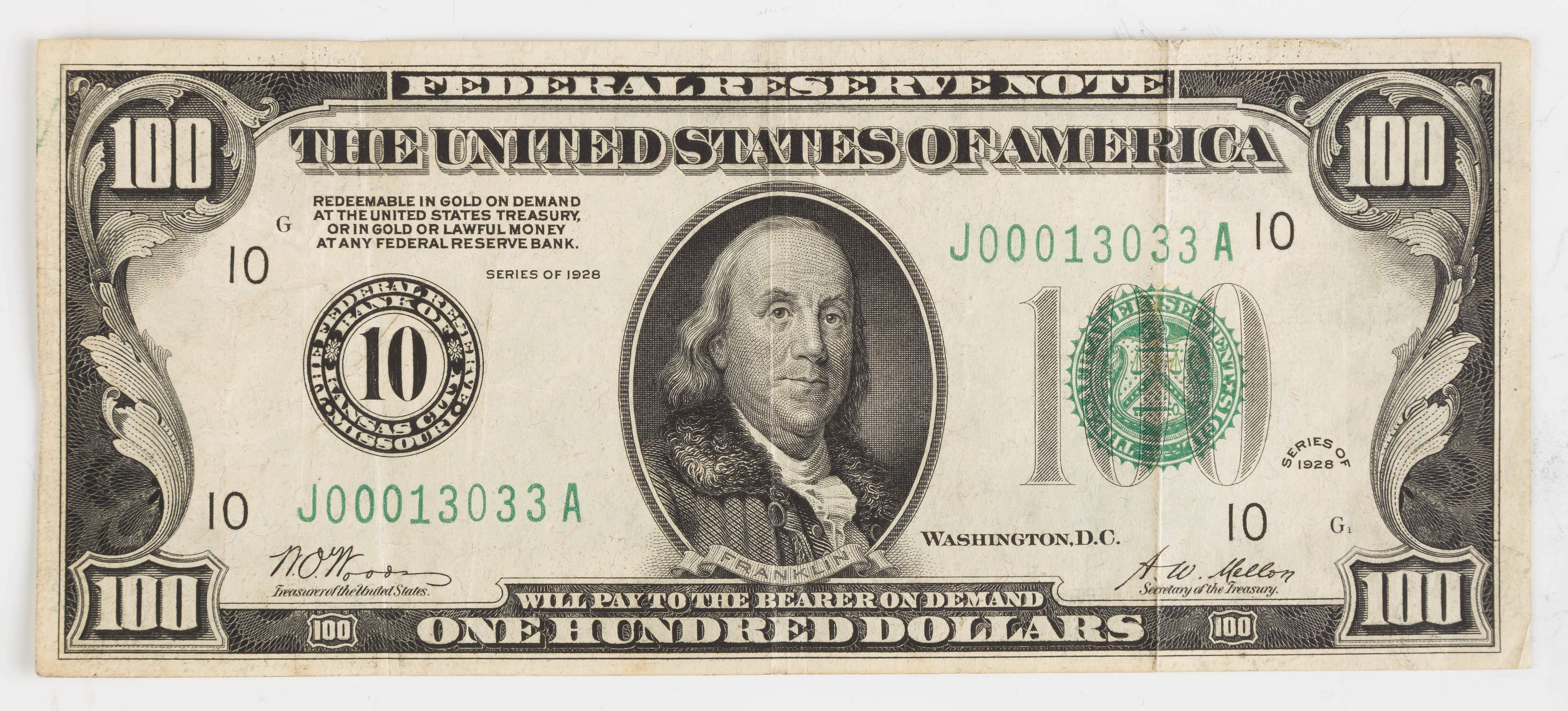 1928 One Hundred Dollar Bill Cottone Auctions