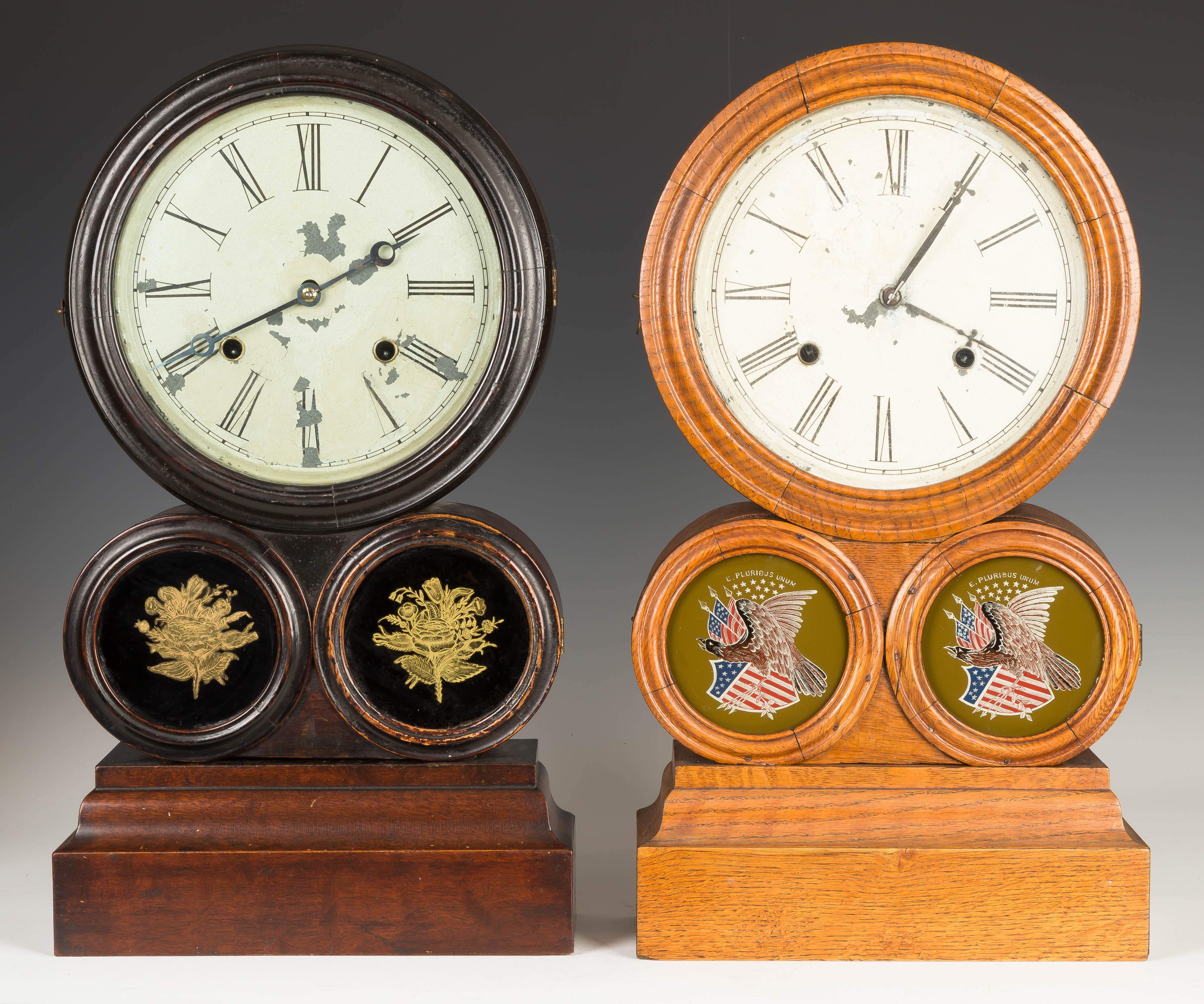 Two E. Ingraham & Co. Spectacle Shelf Clocks | Cottone Auctions