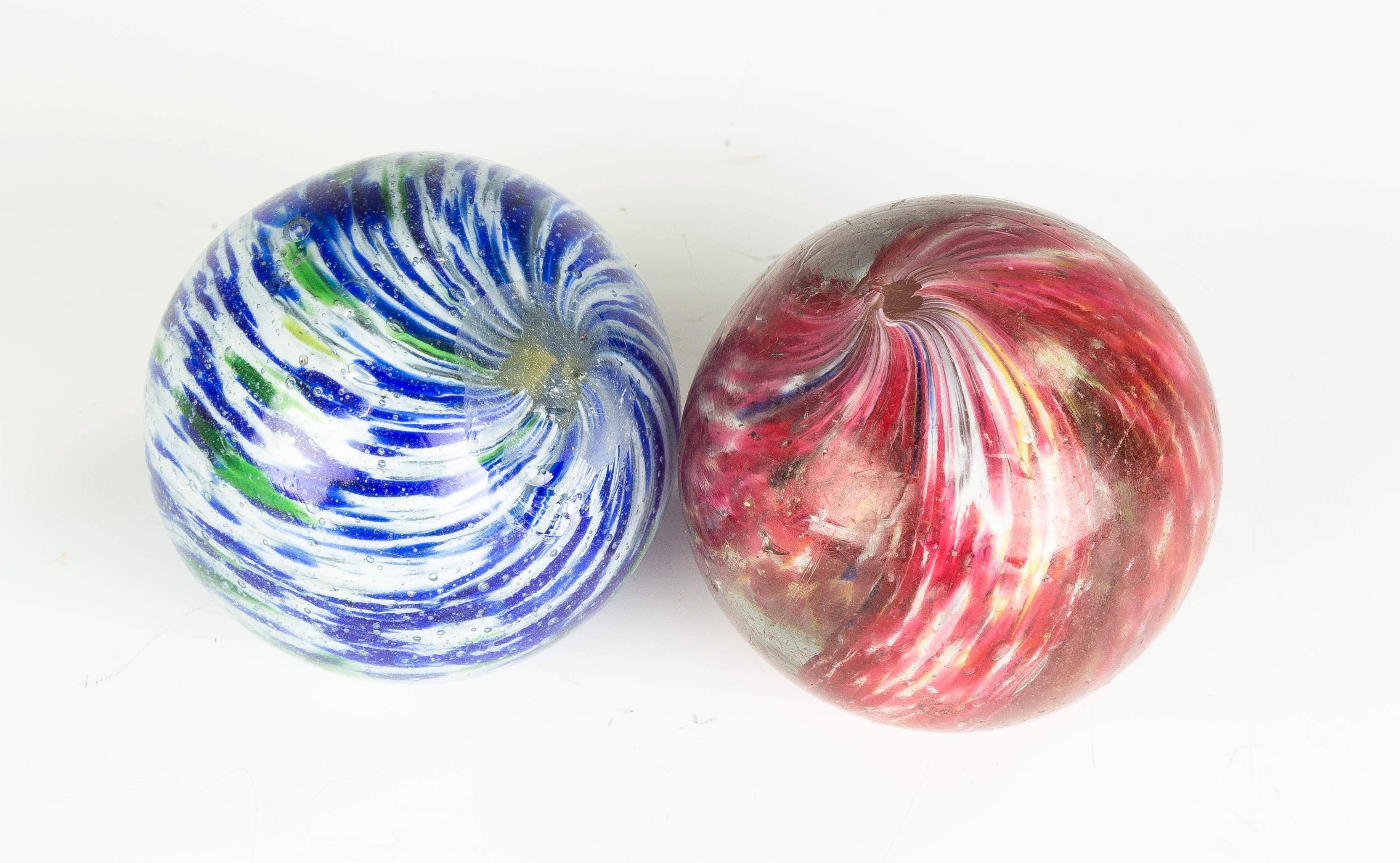 Two Large Vintage Onion Skin Marbles | Cottone Auctions