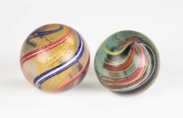 Two Large Vintage Swirl Marbles