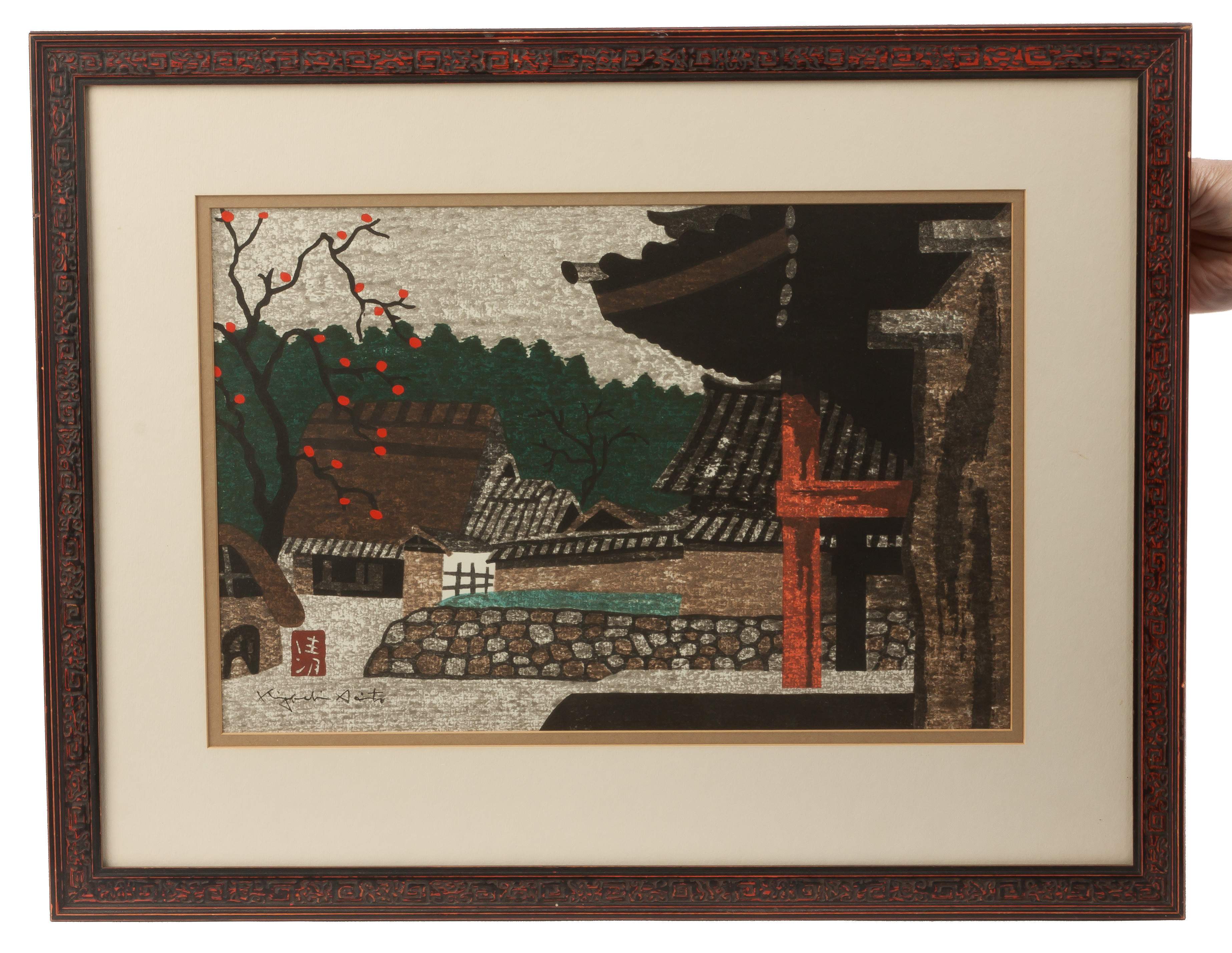 Two Kiyoshi Saito & One Shiro Kasamatsu Woodblock Prints 