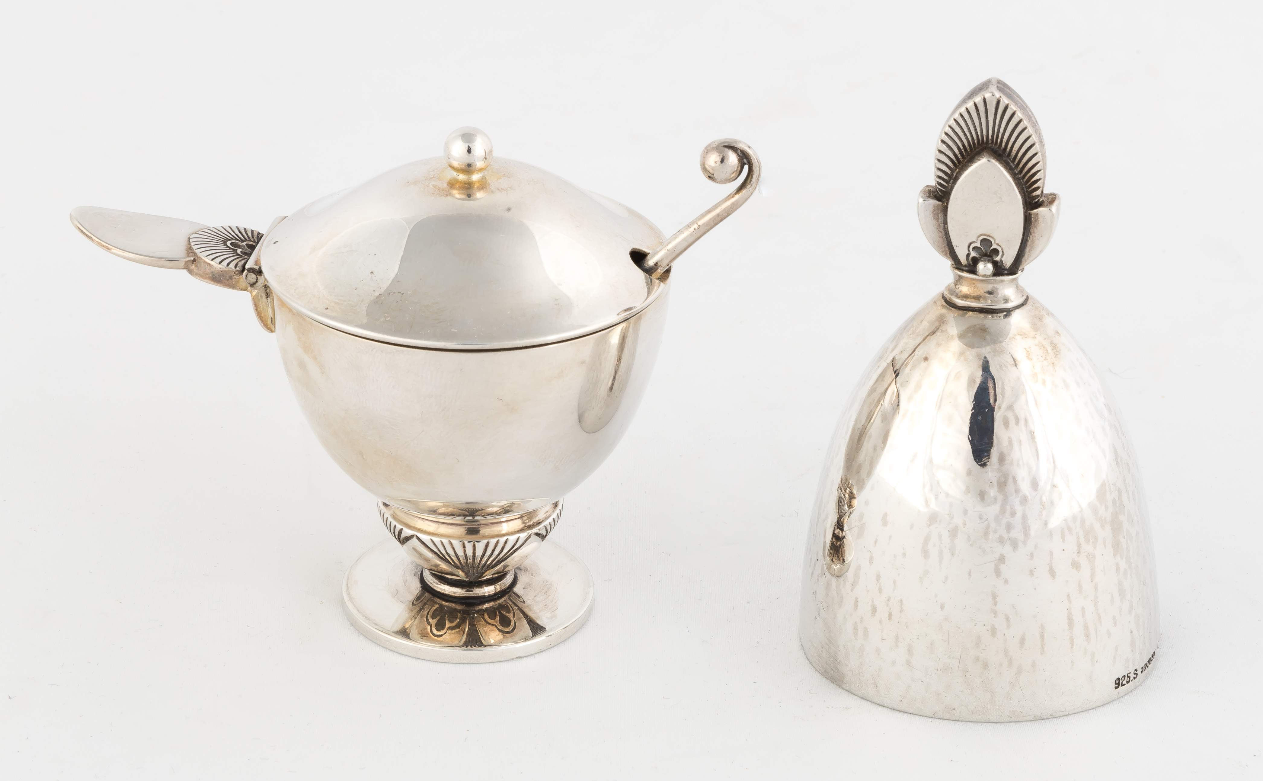 Georg Jensen Sterling Silver Cactus Mustard Pot and Bell | Cottone Auctions
