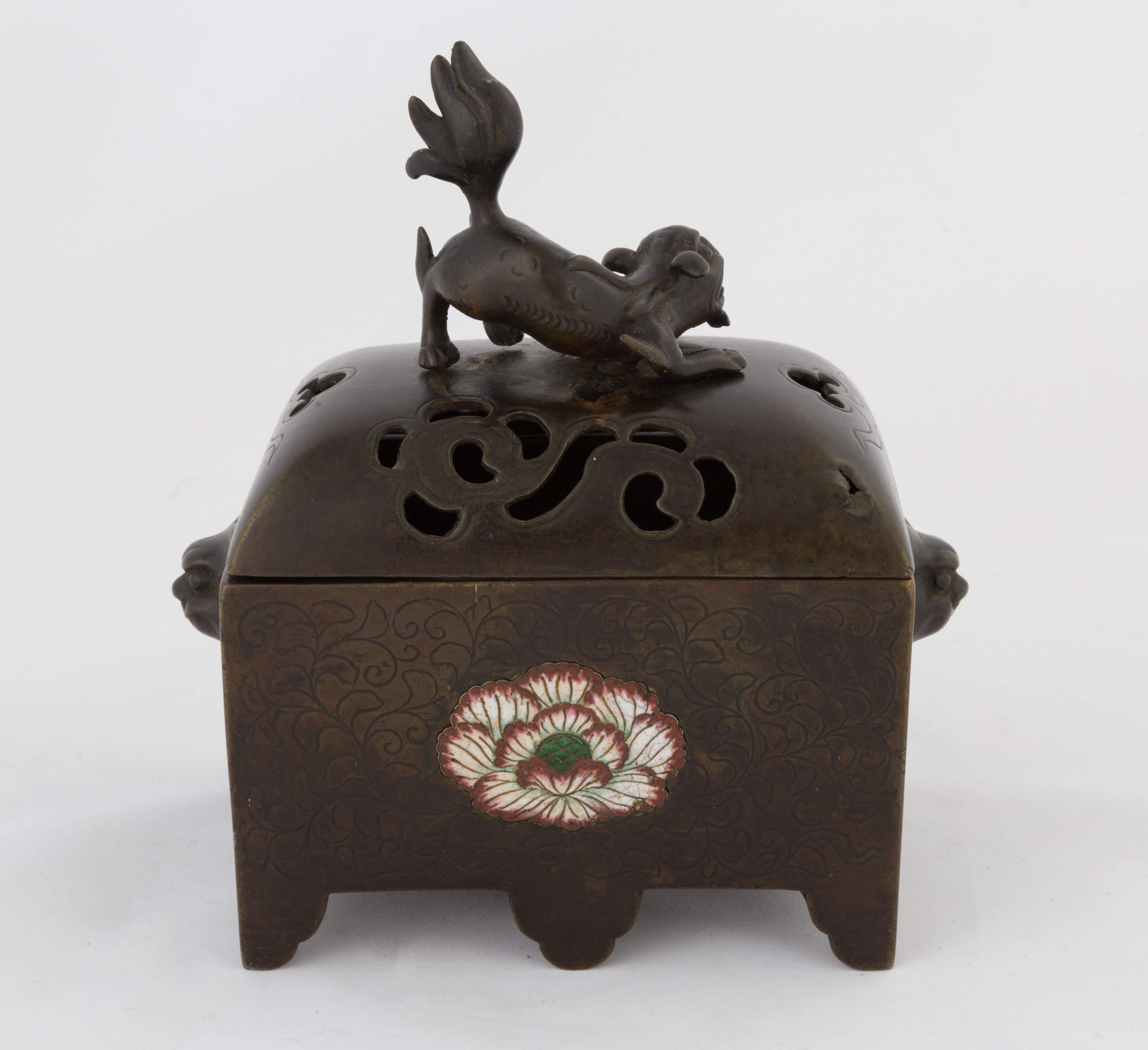 Japanese Bronze and Enameled Incense Burner | Cottone Auctions