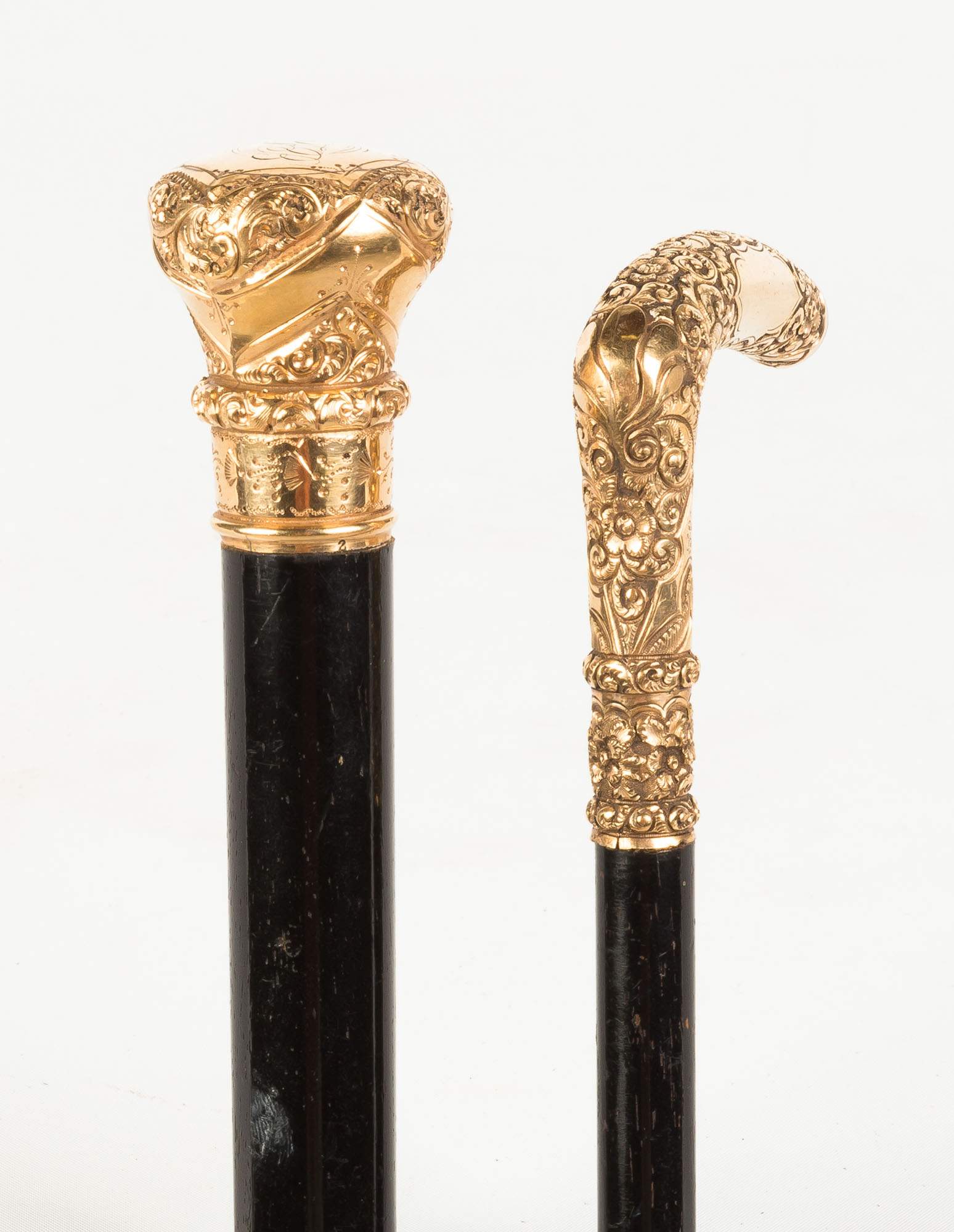 Two Gold Plated Walking Sticks Cottone Auctions 2354