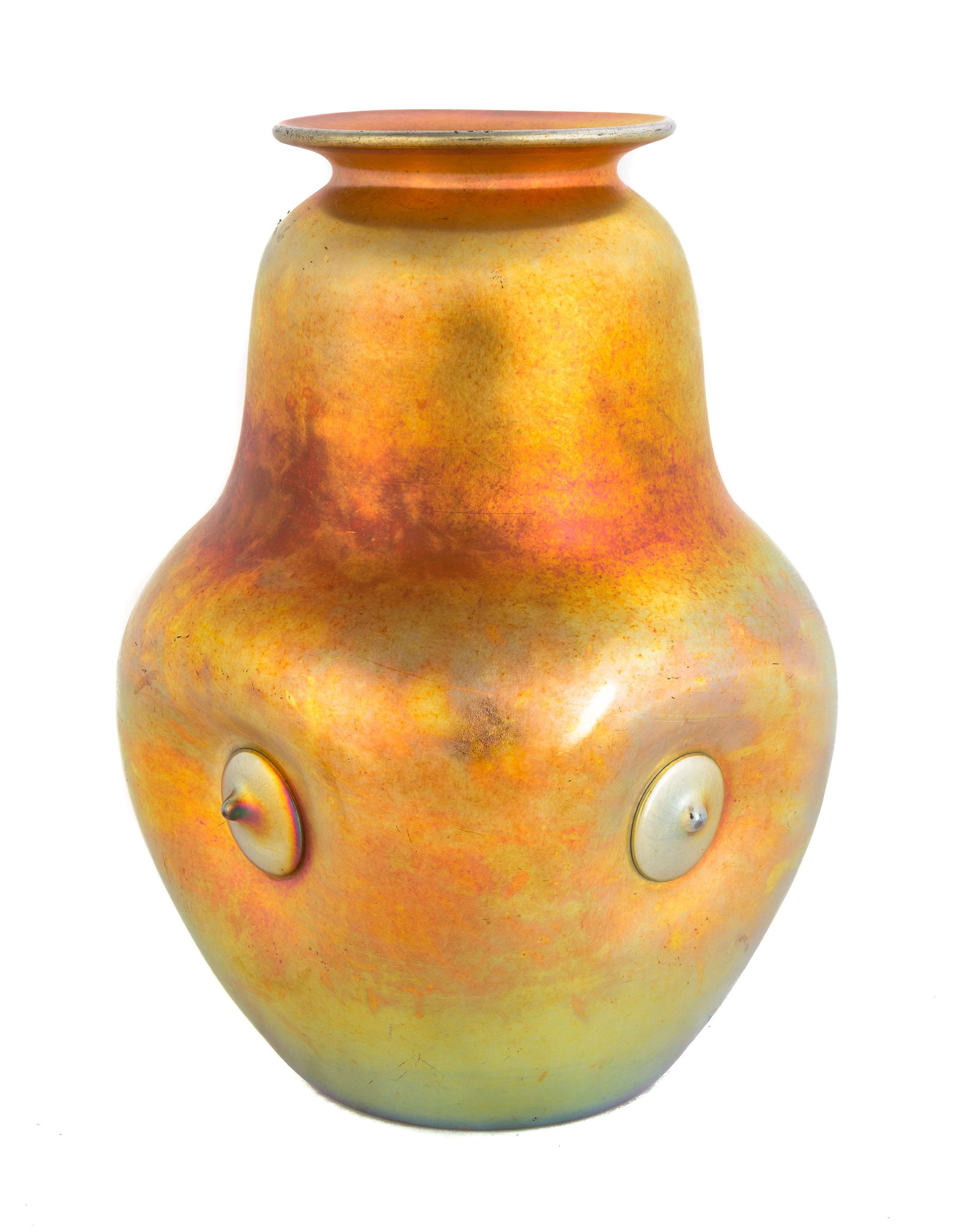 Steuben Gold Aurene Vase With Button Design Cottone Auctions