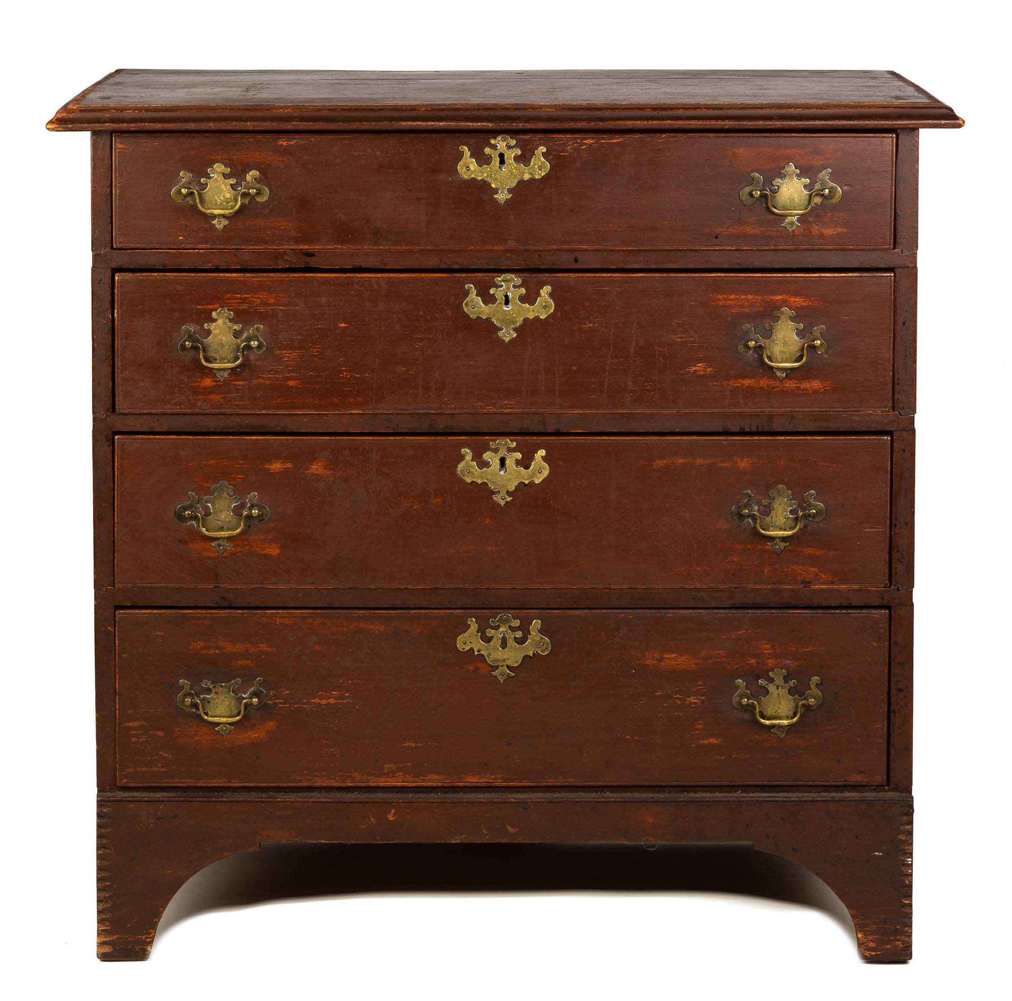 Four Drawer Maple Chippendale Chest in Red Paint | Cottone Auctions