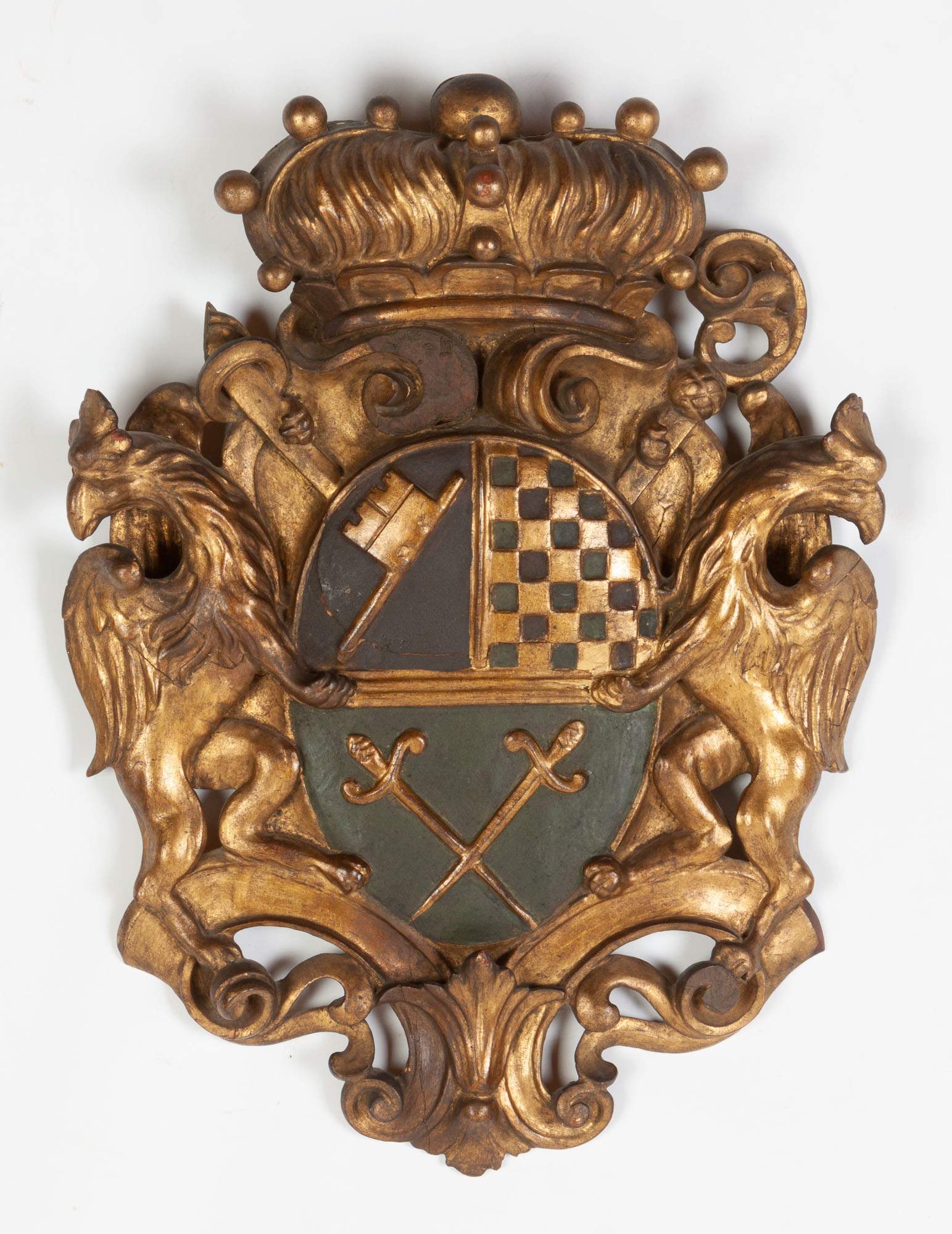 Continental Carved and Giltwood Coat of Arms | Cottone Auctions