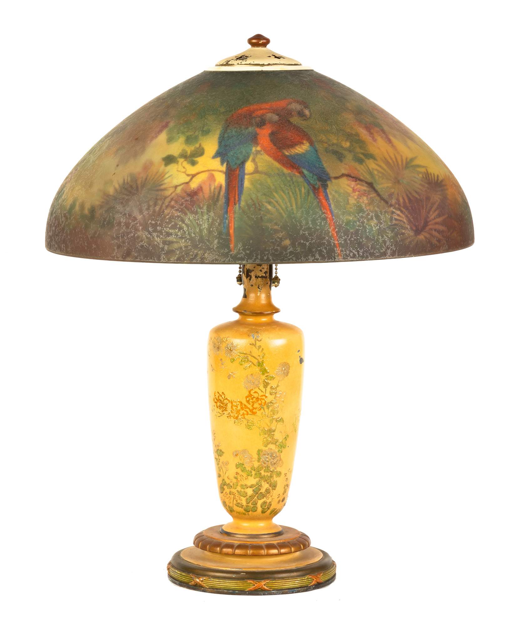 Handel Reverse Painted Jungle Bird Lamp Cottone Auctions