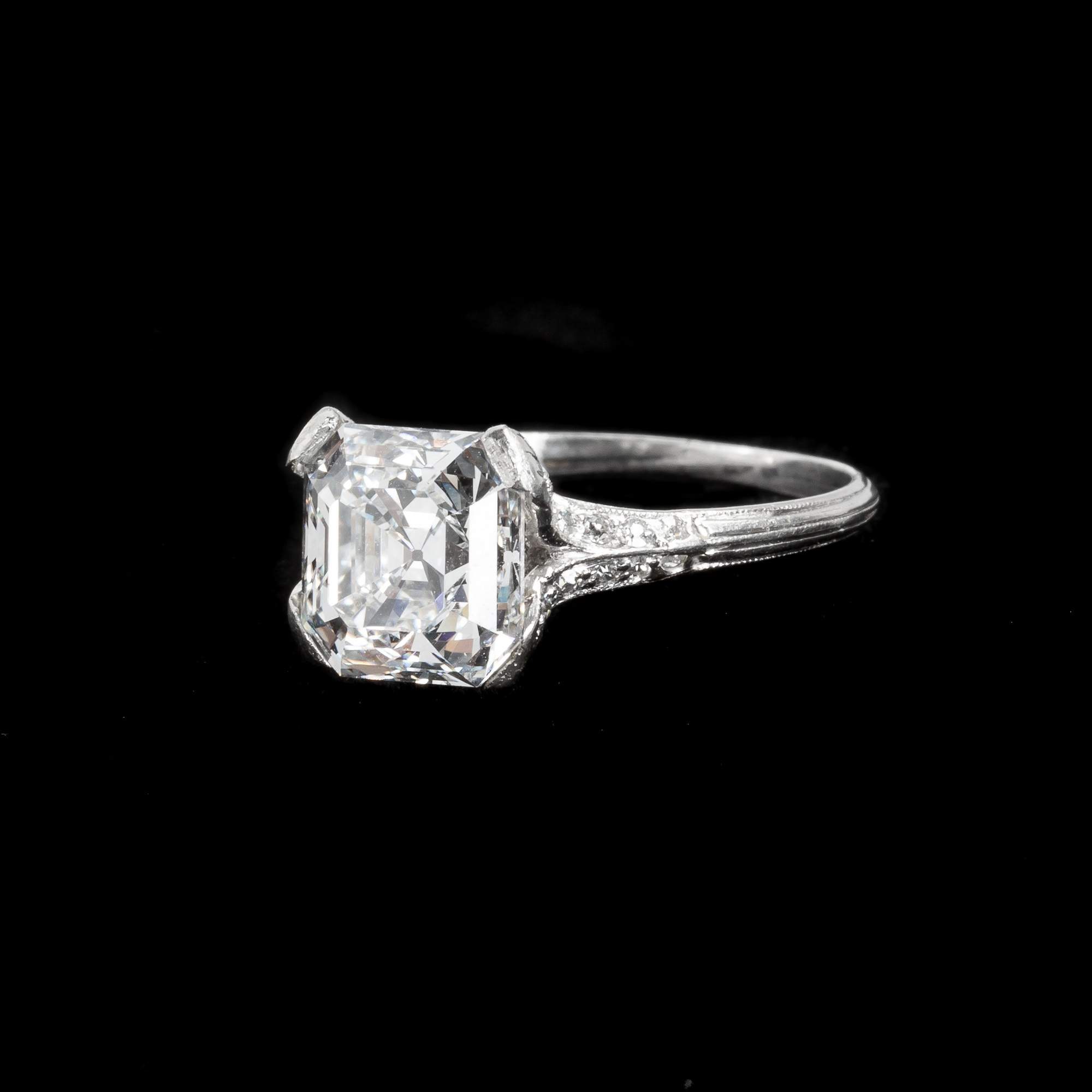 Marcus & Company 3 Carat Asscher Diamond & Platinum Ring | Cottone Auctions