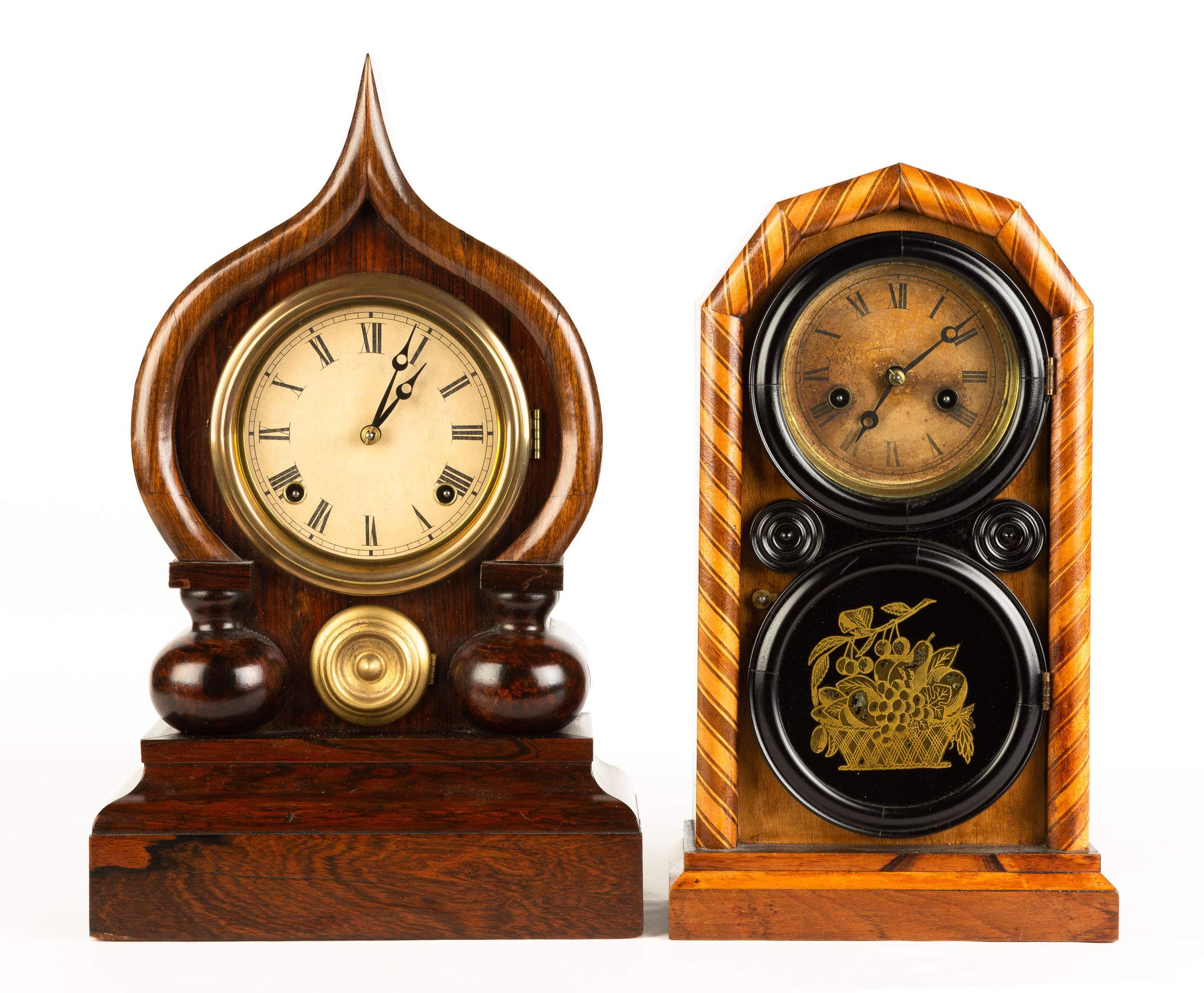 E. Ingraham Oriental Shelf and Candy Stripe Shelf Clock | Cottone Auctions