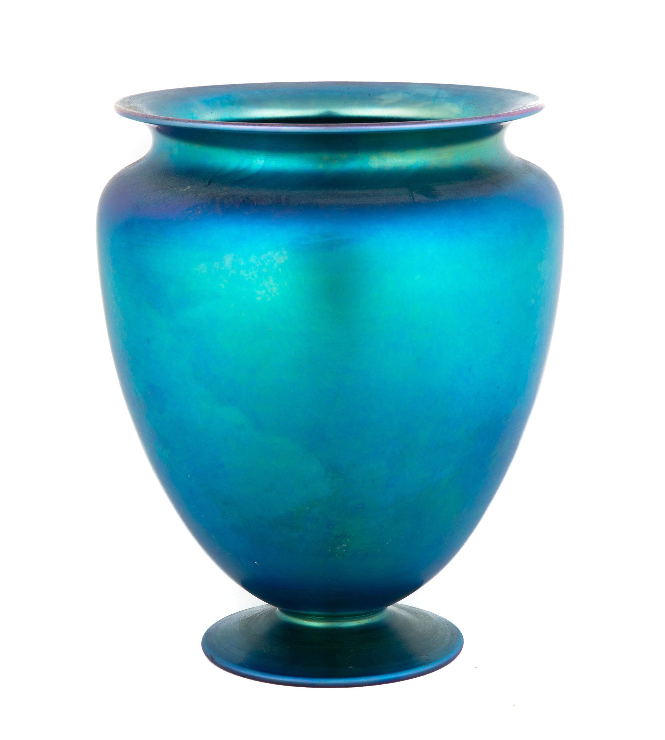 Large Steuben Blue Aurene Vase Cottone Auctions