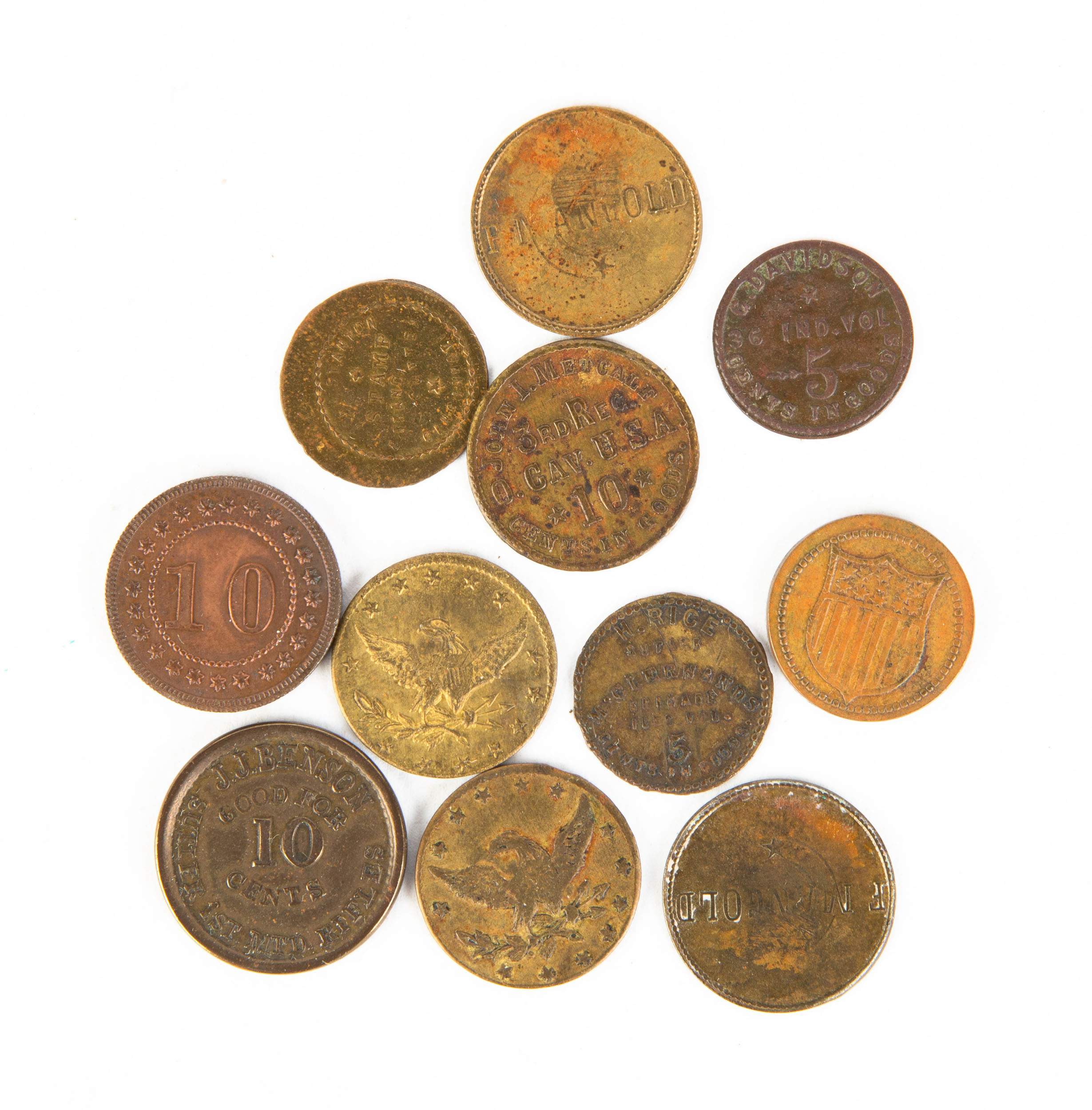 Group of Sutler Civil War Tokens | Cottone Auctions